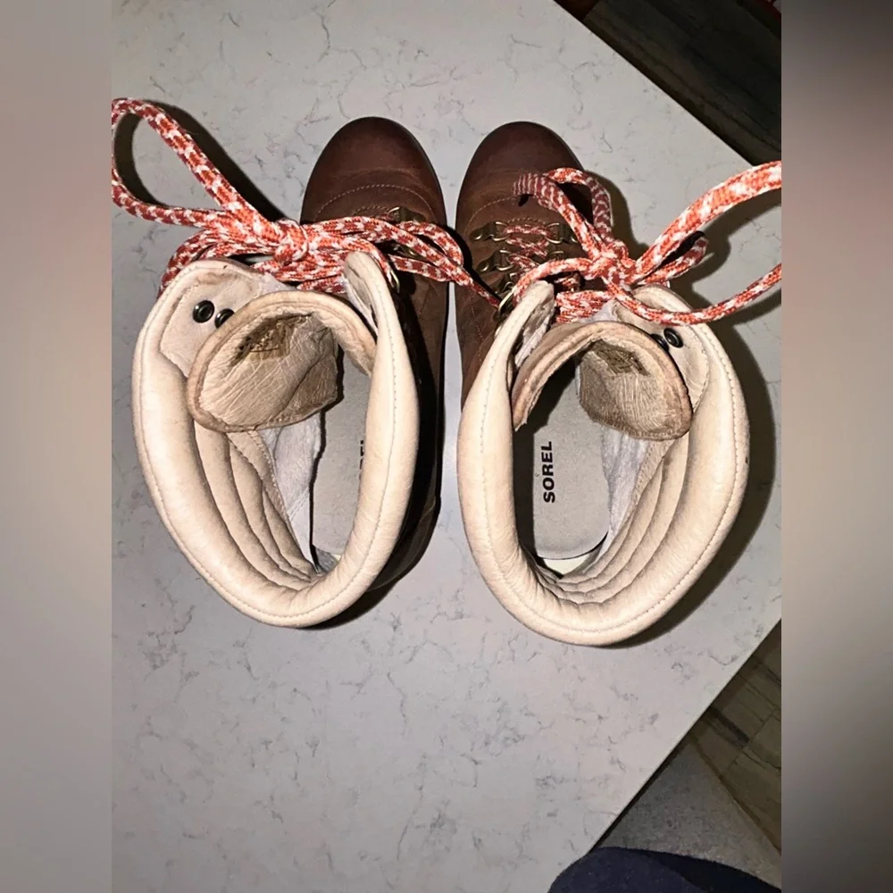 Sorel Conquest Women's Brown Wedge Heeled Boots - Picture 11 of 12